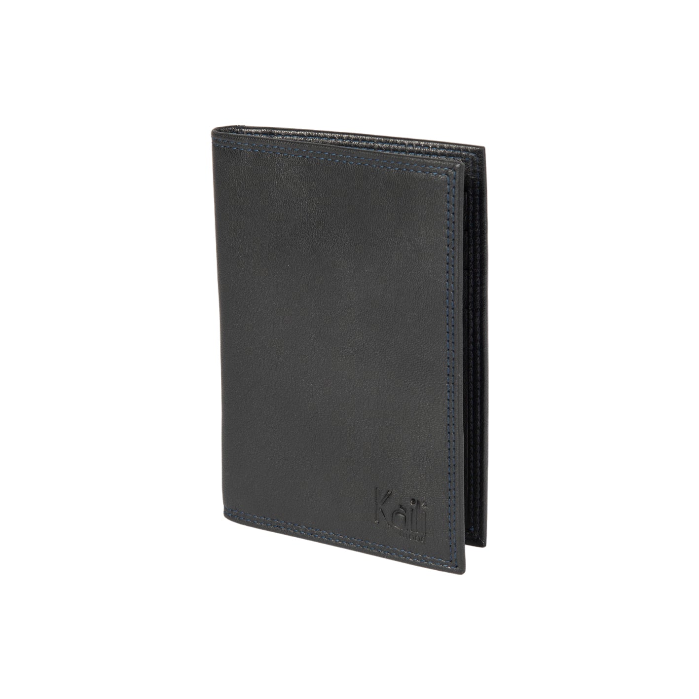 K10222AB | Porta Documenti + Passaporto in Vera Pelle pieno fiore, con leggera grana. Colore Nero. Dimensioni da chiuso: cm 10 x 14 x 1 - Confezione: Gift Box rigido fondo/coperchio-0