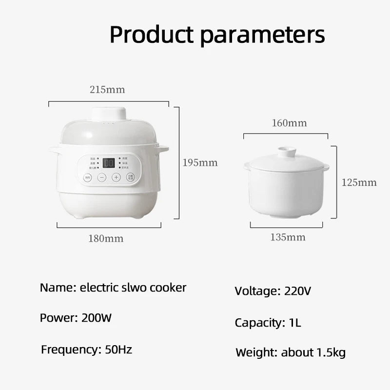200W Electric Slow Cooker Food Steamer Stew Cup Multicooker Ceramic Pot Cubilose Stew Pregnant Tonic Baby Supplement Food Warmer - tutto per te