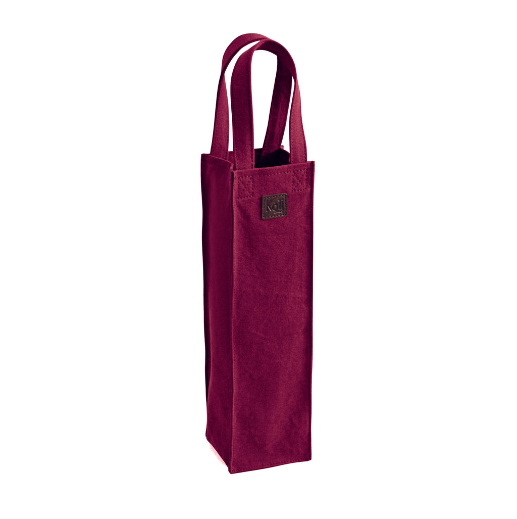 K0016XB | Borsa Porta Bottiglia in Canvas/ Vera Pelle pieno fiore, volanata. Colore Bordeaux/Testa Moro. Capacità: 1 bottiglia. Dimensioni: cm 10 x 37 x 10. Confezione: Polybag-1