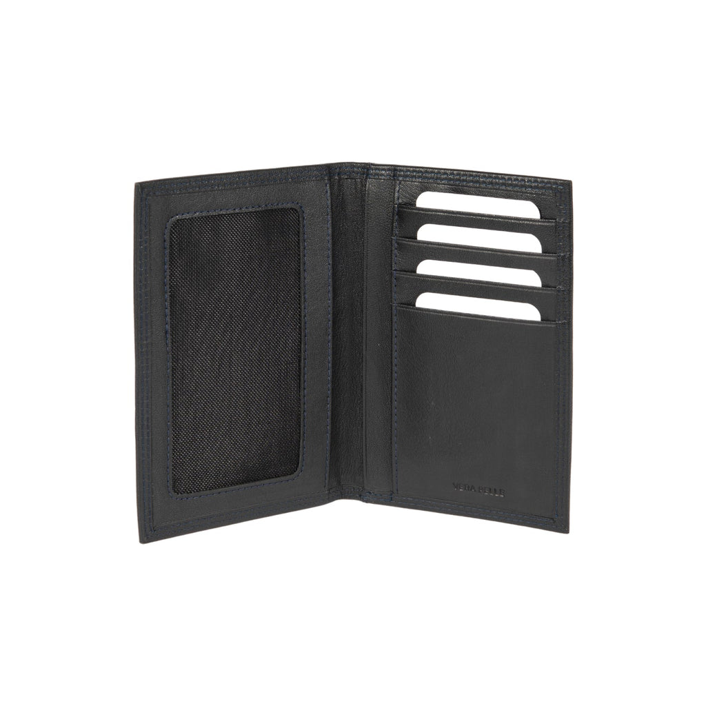 K10222AB | Porta Documenti + Passaporto in Vera Pelle pieno fiore, con leggera grana. Colore Nero. Dimensioni da chiuso: cm 10 x 14 x 1 - Confezione: Gift Box rigido fondo/coperchio-1