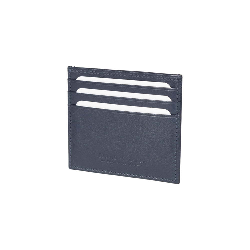 RB12016D | Porta Carte di Credito in Vera Pelle pieno fiore, con leggera grana. Colore Blu. Protezione RFID. Dimensioni: cm 10 x 8 x 0,5. Confezione: Scatola regalo fondo/coperchio-0