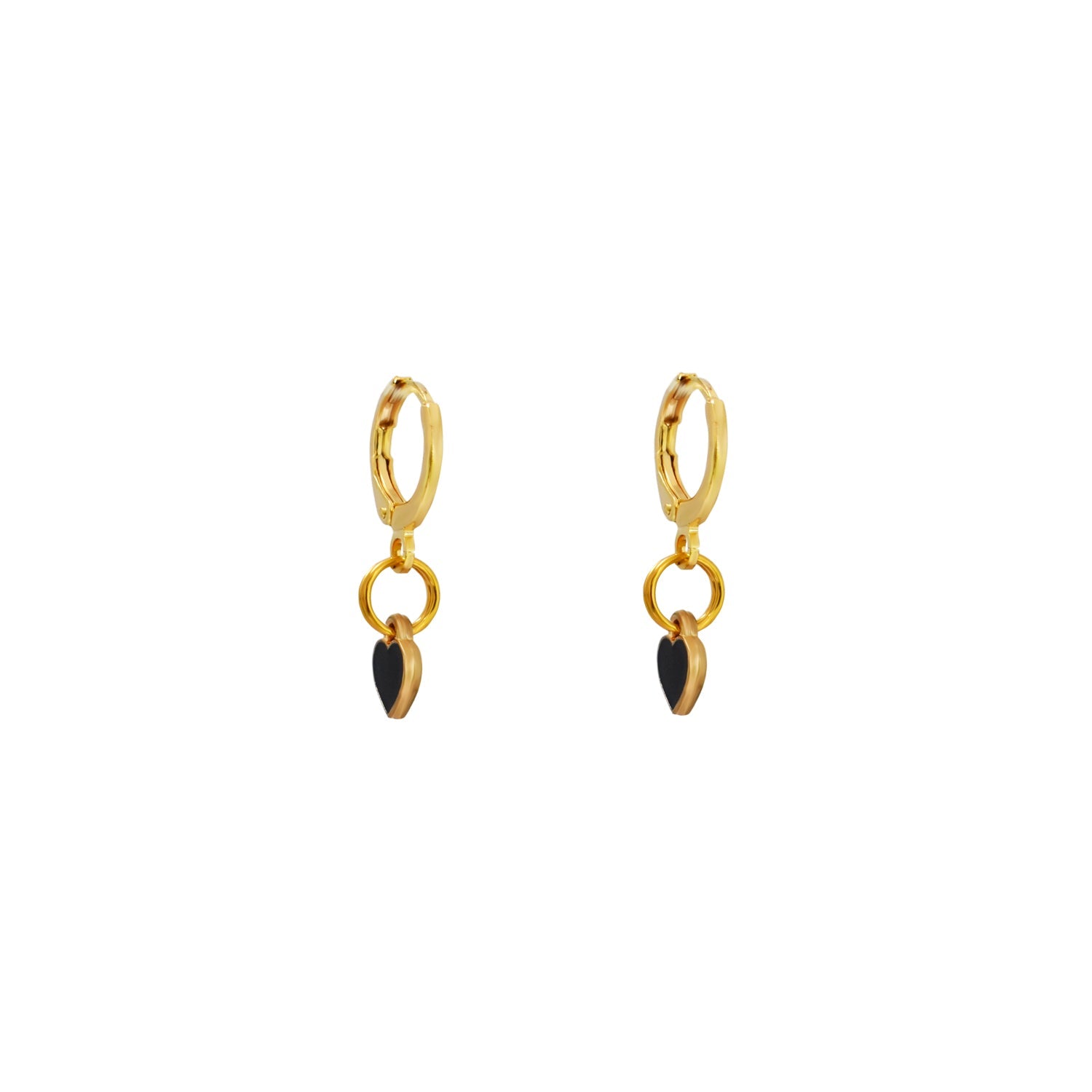 Black heart enamel minimalist huggie earrings | by Ifemi Jewels - tutto per te