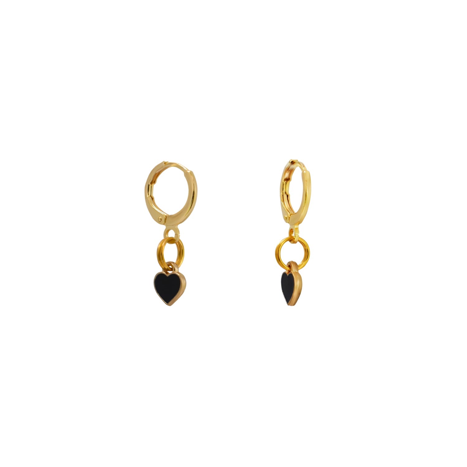 Black heart enamel minimalist huggie earrings | by Ifemi Jewels - tutto per te