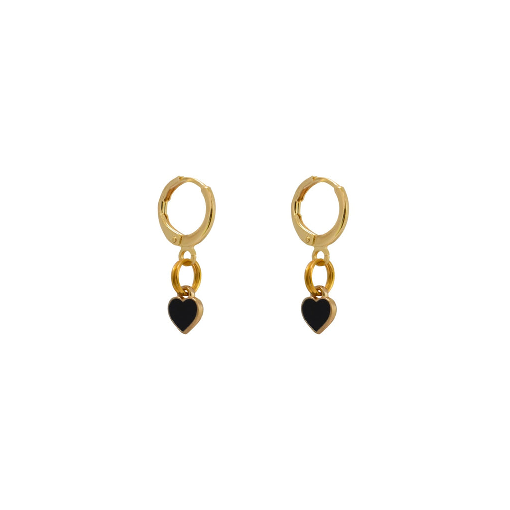 Black heart enamel minimalist huggie earrings | by Ifemi Jewels - tutto per te