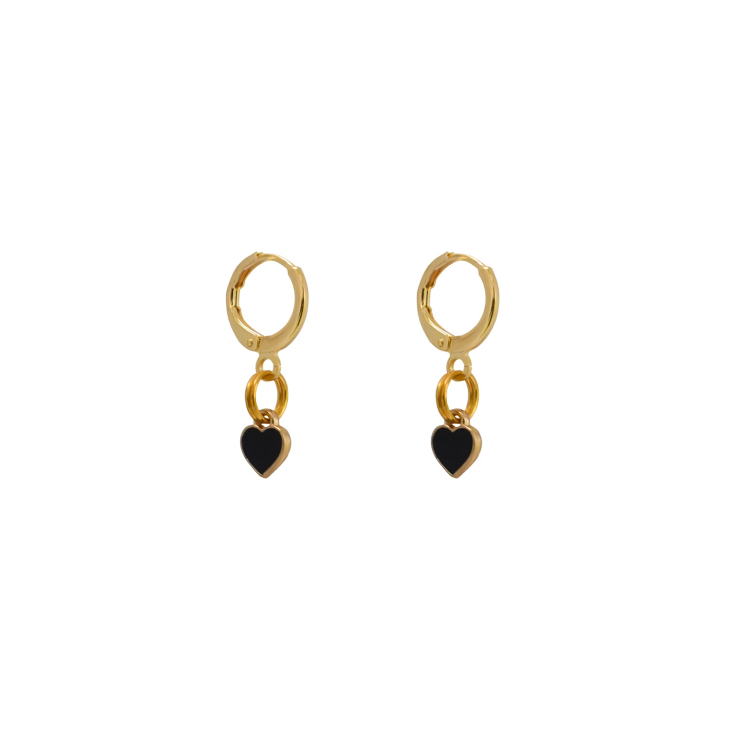 Black heart enamel minimalist huggie earrings | by Ifemi Jewels - tutto per te