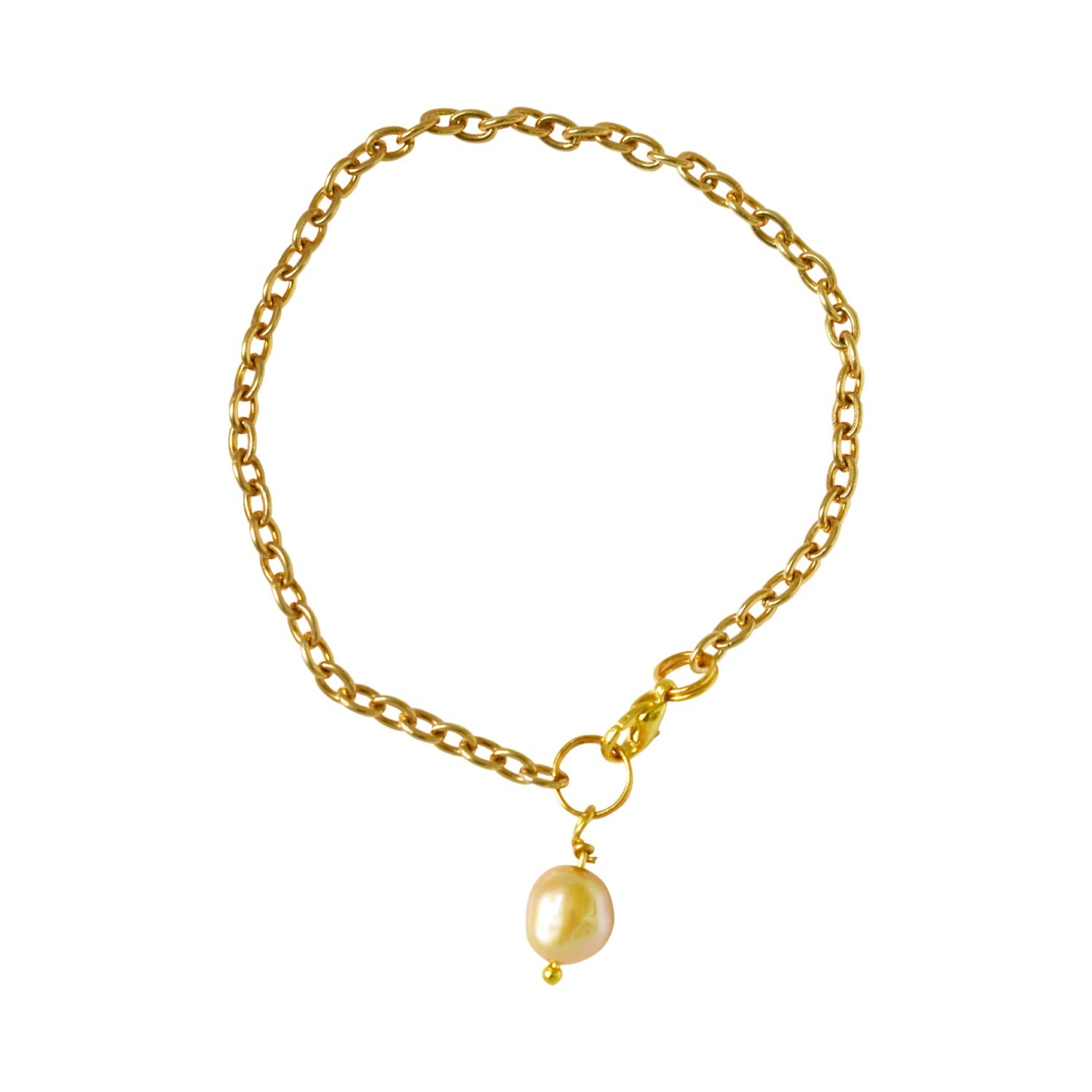 Gold freshwater pearl adjustable bracelet or anklet on gold plated chain | by Ifemi Jewels - tutto per te