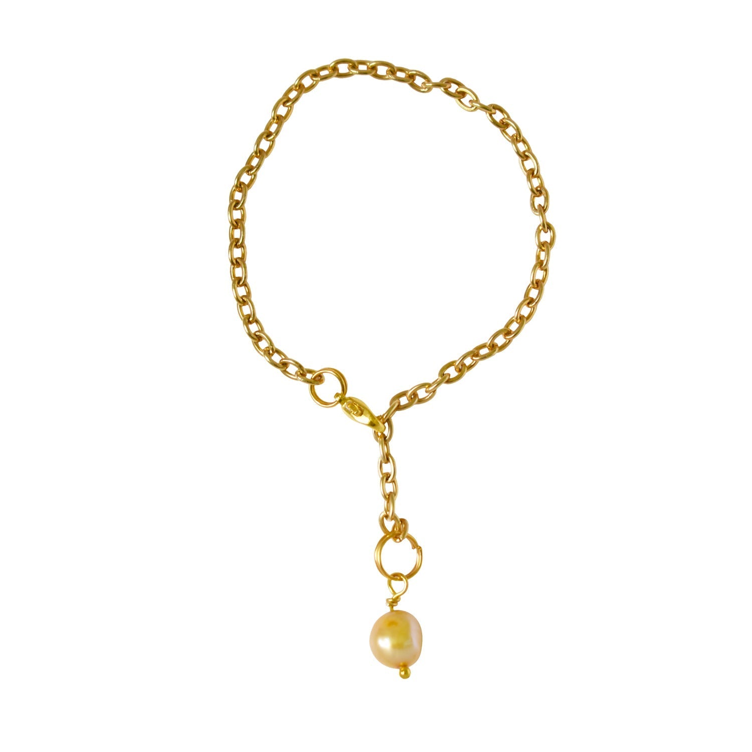 Gold freshwater pearl adjustable bracelet or anklet on gold plated chain | by Ifemi Jewels - tutto per te