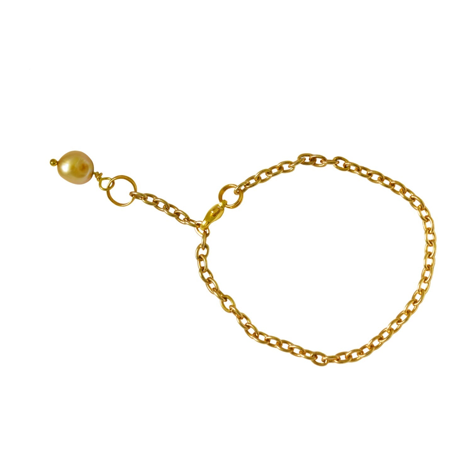 Gold freshwater pearl adjustable bracelet or anklet on gold plated chain | by Ifemi Jewels - tutto per te
