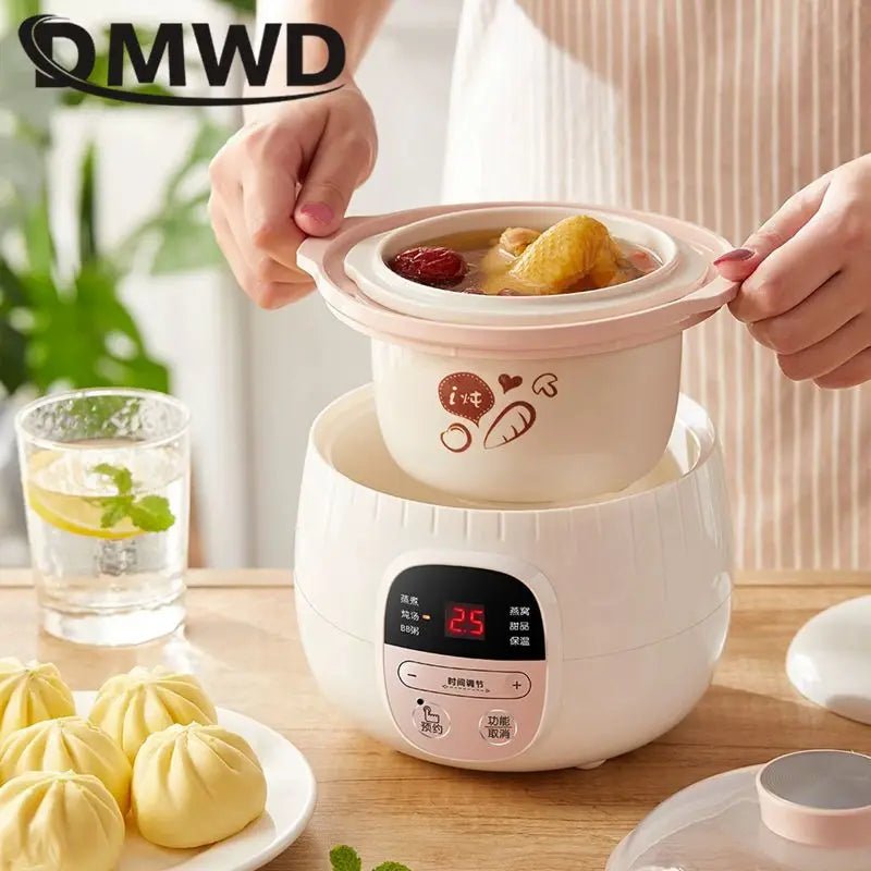 Multifunction Slow Cooker Baby Porridge Soup Bird's Nest Stew Pot Automatic Cooking machine Electric Food Steamer Ceramic liner - tutto per te
