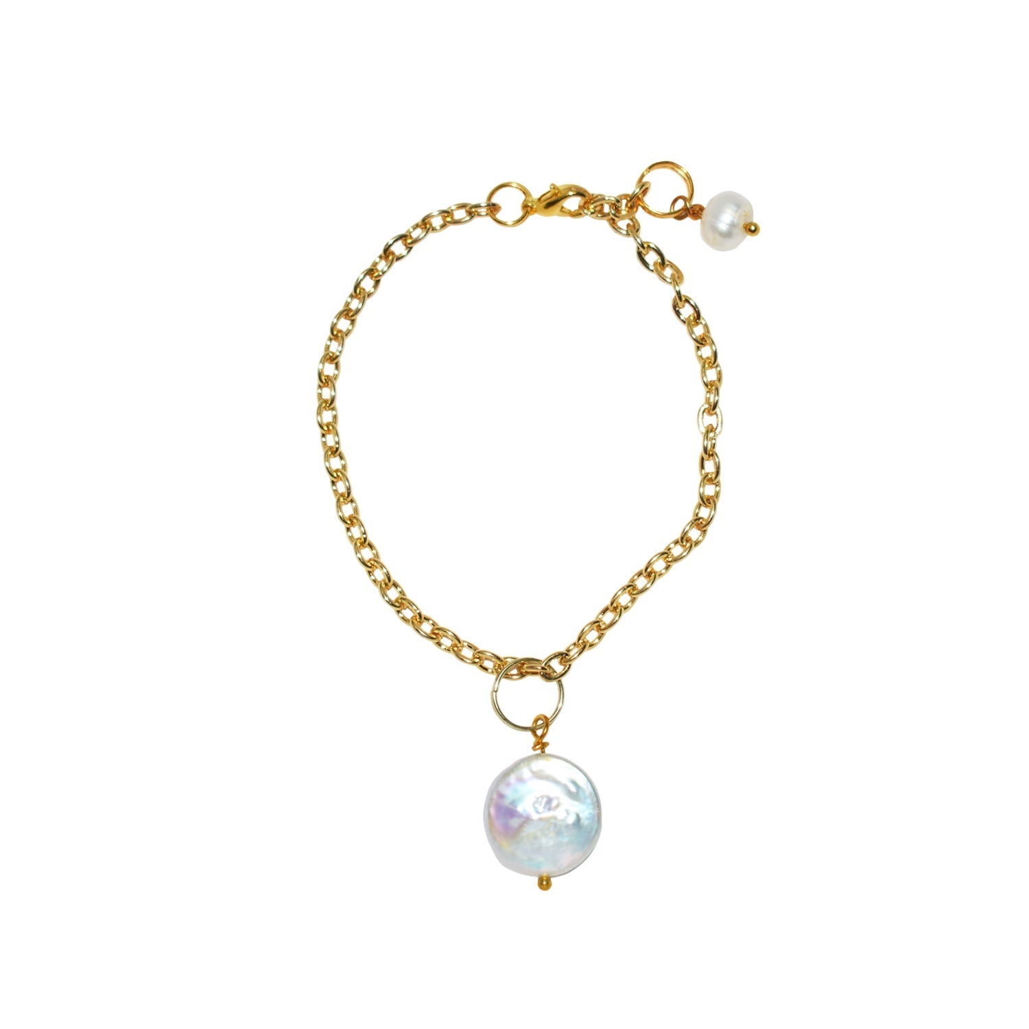 Pearl adjustable bracelet or anklet on gold plated chain | by Ifemi Jewels - tutto per te