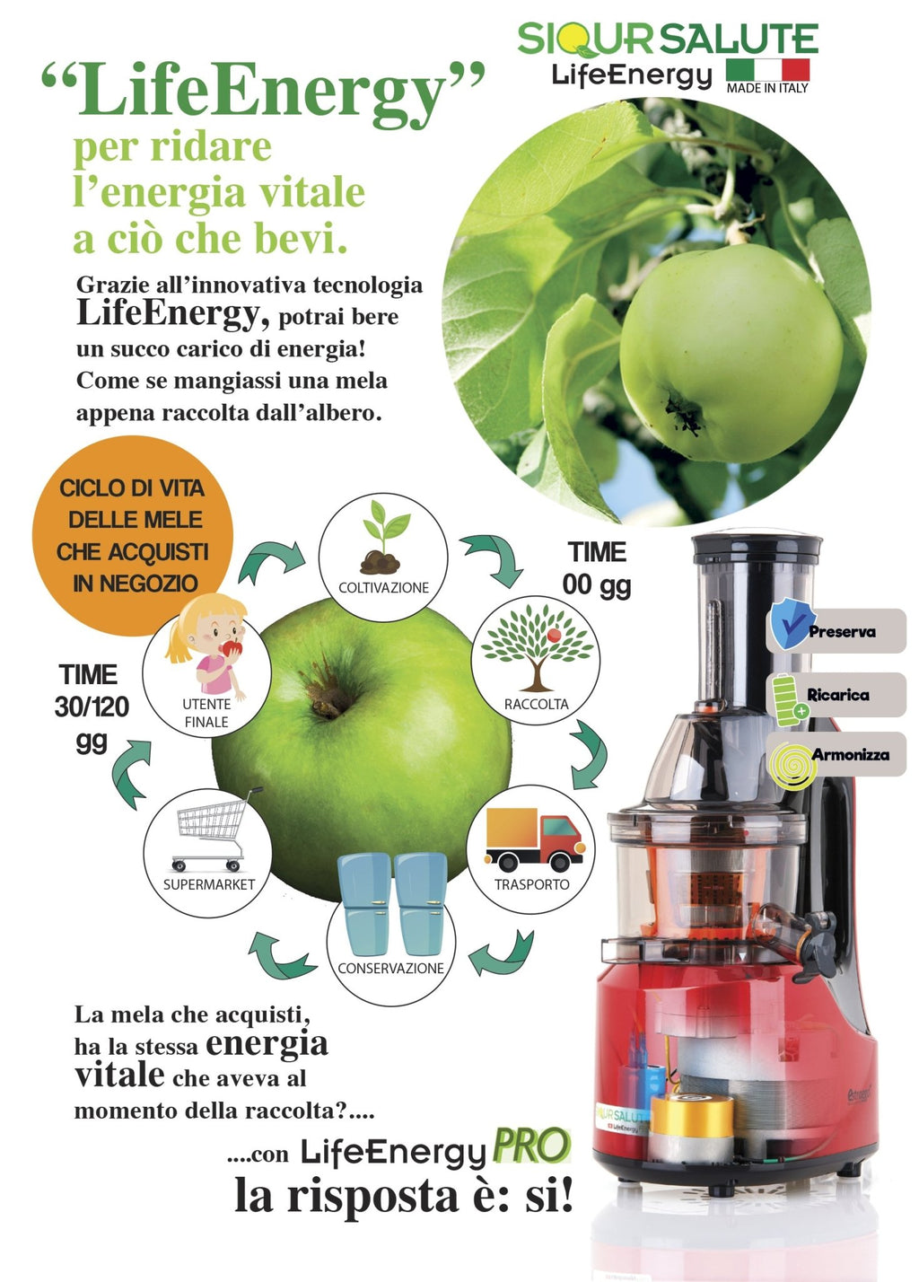 Slow juicer LifeEnergy PRO - tutto per te