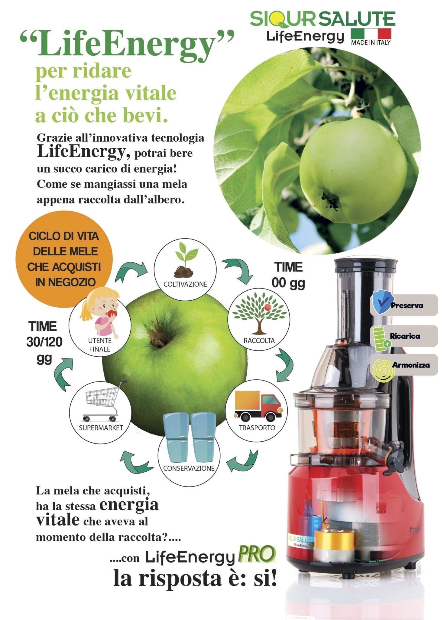 Slow juicer LifeEnergy PRO - tutto per te